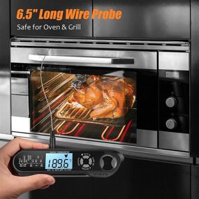 img 2 attached to 🔥 Black 2-in-1 Dual Probe Digital Meat Thermometer: Instant Read, Oven Safe, Alarm Backlight - Ideal for Kitchen, Cooking, Grilling, Smoking, BBQ