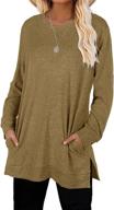 👚 wiholl women's long sleeve sweaters - trendy solid color crew neck tops logo