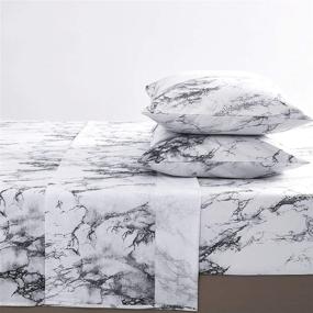 img 3 attached to 🛏️ Stylish and Cozy Marble Sheet Set in Black, White, and Gray for Full Size Beds – Wake In Cloud