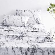 🛏️ stylish and cozy marble sheet set in black, white, and gray for full size beds – wake in cloud logo