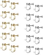 uker 20pcs clip-on earring converter components with screw adjustment - ideal for non-pierced diy logo