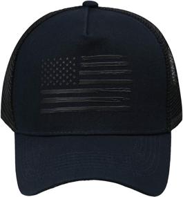 img 3 attached to ⚾ VIONLAN Baseball Cap: Stylish American Flag Trucker Hat for Men and Women with Embossed 3D Logo - Adjustable Outdoor Mesh Snapback Hat