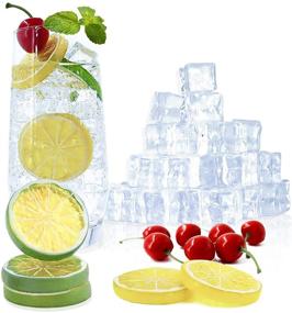 img 4 attached to 🍋 Opulent 80-Pack Artificial Ice Cubes Lemon Slice Cherries Set - Reusable Clear Acrylic Ice Rocks - Novelty Photography Prop Vase Fillers - Home Decor Wedding Centerpiece