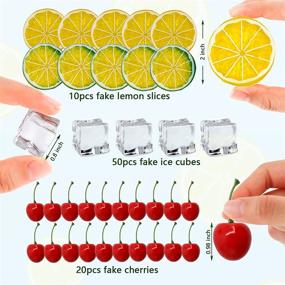 img 3 attached to 🍋 Opulent 80-Pack Artificial Ice Cubes Lemon Slice Cherries Set - Reusable Clear Acrylic Ice Rocks - Novelty Photography Prop Vase Fillers - Home Decor Wedding Centerpiece