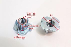 img 3 attached to 🔩 200pc 3/8"-16 Zinc Plated Steel T-Nuts with Pronged Tee Nut Design - Ideal for Wood, Rock Climbing Holds, and Cabinetry (3/8"-16 x 7/16" Screw Thread, 200 Pack)