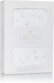 img 3 attached to 🌟 Простыня для детской кроватки Andi Mae Grey Stars - Изготовлена из 100% хлопкового трикотажа - Подходит для стандартных детских кроваток или матрасов для малышей