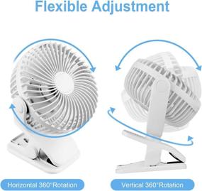 img 3 attached to 👶 Clip on Stroller Fan: Rechargeable Battery Operated Mini Desk Fan - Ultra-Quiet & Portable for Baby Carriage, Office, Home, Outdoor (White)