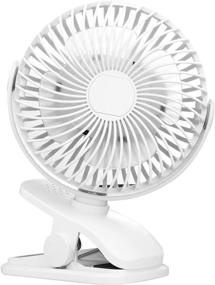 img 4 attached to 👶 Clip on Stroller Fan: Rechargeable Battery Operated Mini Desk Fan - Ultra-Quiet & Portable for Baby Carriage, Office, Home, Outdoor (White)