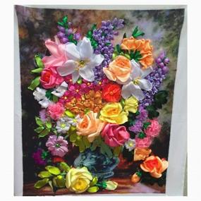 img 4 attached to 🎨 Yixiang Ribbon Embroidery DIY Wall Decor Kit - 3D Painting Needlework (No Frame)