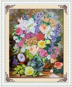 img 2 attached to 🎨 Yixiang Ribbon Embroidery DIY Wall Decor Kit - 3D Painting Needlework (No Frame)