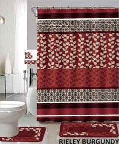 img 2 attached to 🛁 WPM WORLD PRODUCTS MART Riely 18-Piece Bathroom Set: Complete Bathroom Décor in Burgundy - 2 Rugs, 1 Fabric Shower Curtain, 12 Fabric Covered Rings, 3-Piece Decorative Towel Set