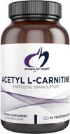 улучшите когнитивные функции с капсулами designs for health acetyl l-carnitine 800 мг - негенетически модифицированный организм, вегетарианский добавка для улучшения мозга - активируйте свой разум (90 капсул) логотип