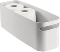 🧻 mdesign large plastic toilet paper roll holder bin - bathroom organizer tote basket with handles for vanity/under sink storage - light gray logo