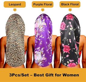 img 1 attached to 🔥 Extra Large Satin Bonnets for Black Women - Pack of 3, Drawstring Braid Bonnet for Sleeping