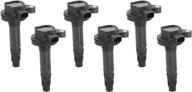 ignition coil pack set of 6 - compatible with ford, mercury, mazda & lincoln vehicles - 3.5l, 3.7l v6 - edge, f150, explorer, mustang, taurus x, mkz - replaces oem numbers: 7t4e-12a375-ee, dg520, 7t4z12029e, dg-520 logo