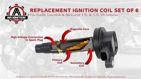 img 1 attached to Ignition Coil Pack Set of 6 - Compatible with Ford, Mercury, Mazda & Lincoln Vehicles - 3.5L, 3.7L V6 - Edge, F150, Explorer, Mustang, Taurus X, MKZ - Replaces OEM Numbers: 7T4E-12A375-EE, DG520, 7T4Z12029E, DG-520