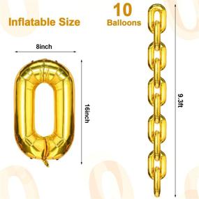 img 3 attached to Блестящие фольгированные цифры на цепочке длиной 16 дюймов из 24 штук: огромные, вдохновленные ретро декорации для мероприятий в стиле хип-хоп 80-х 90-х - Дни рождения, свадьбы, выпускные, декоративные элементы для арок (золотые)
