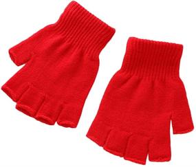 img 3 attached to Оставайтесь теплыми и стильными с вязаными пальчиковыми варежками-перчатками для мальчиковых аксессуаров.