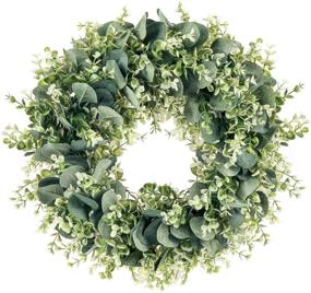 img 4 attached to MELAJIA Eucalyptus Wreaths Artificial Outdoor