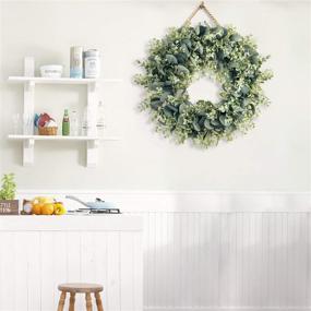 img 3 attached to MELAJIA Eucalyptus Wreaths Artificial Outdoor