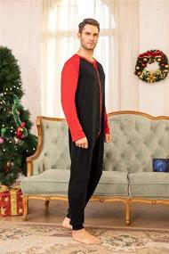 img 2 attached to 🔥 Ultra Soft Thermal Union Suit One Piece Pajama for Men with Butt Flap Sleepwear - Hotouch Onesie Pajamas S-XXL