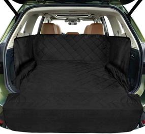 img 4 attached to Water-Resistant SUV Dog Cargo Cover with Side Walls Protector, Bumper Flap, and Non-Slip Backing - FunniPets Quilted Pet Seat Cover, Large Size Universal Fit