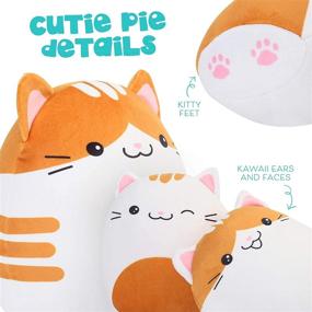 img 1 attached to 🐱 Set of 3 BenBen Cat Plush Pillows - 12'' and 7'' Squishy Kitty Stuffed Animal Toys, Hugging Pillows, Soft Cushion Gifts for Kids, Girls, Boys