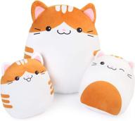 🐱 set of 3 benben cat plush pillows - 12'' and 7'' squishy kitty stuffed animal toys, hugging pillows, soft cushion gifts for kids, girls, boys logo