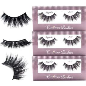 img 4 attached to Cuckoo 3D Faux Mink Lashes 303 - Handmade, Dramatic Fiber False Eyelashes (3 Pairs) from Korea