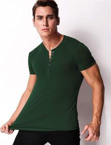 img 2 attached to 👕 MODCHOK Men's Sleeve Henley Fashion Buttoned Shirt