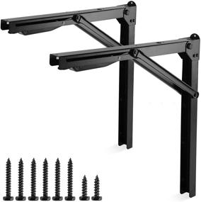 img 4 attached to 🔧 Ultrawall 24 inch Black Folding Shelf Brackets: Heavy Duty Adjustable Steel Wall Mounts for Maximum Load 550lb (Pack of 2)