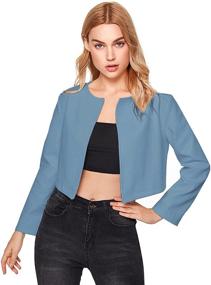 img 4 attached to SheIn Women's Casual Cropped Leather Clothing