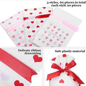 img 2 attached to ❤️ Valentine Bag for Kids: Hearts Goodies Bags, Pouches, and Cookies Treat Bags - Perfect for Valentine's Day Love Party Engagement - 60 Pieces