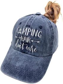 img 4 attached to 🏕️ MANMESH HATT Camping Hair Don't Care Ponytail Hat: Vintage Washed Distressed Baseball Dad Cap for Women - Stylish Outdoor Headwear