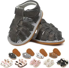 img 4 attached to 👶 Soft Rubber Sole Non-Slip Baby Sandals - Summer Toddler Shoes for Boys and Girls - Infant Flat Shoes for First Walkers