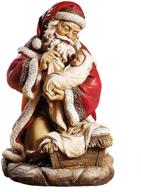 🎅 napco 16 inch resin santa claus & baby jesus nativity christmas holiday statue sculpture figurine - full color logo