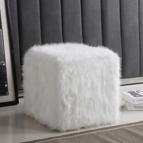 img 2 attached to HomePop Faux Fur Pouf White Home Decor