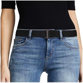img 4 attached to 👖 Invisible Elastic Web Strap Belt: No Show Women's Stretch Belt with Flat Buckle for Jeans, Pants, and Dresses
