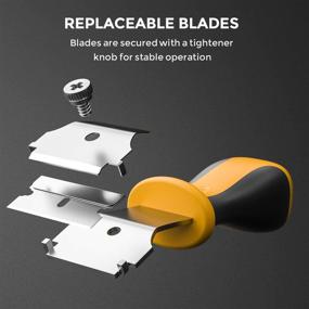 img 1 attached to 🔪 Nicpro 2-Piece Multi-Purpose Razor Blades Scraper Set - Industrial with 20 Blades, Adjustable Handle - Ideal for Cleaning Glass Windows, Walls, Paint, Label Sticker & Decal Removal