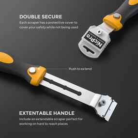 img 2 attached to 🔪 Nicpro 2-Piece Multi-Purpose Razor Blades Scraper Set - Industrial with 20 Blades, Adjustable Handle - Ideal for Cleaning Glass Windows, Walls, Paint, Label Sticker & Decal Removal