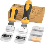 🔪 nicpro 2-piece multi-purpose razor blades scraper set - industrial with 20 blades, adjustable handle - ideal for cleaning glass windows, walls, paint, label sticker & decal removal logo