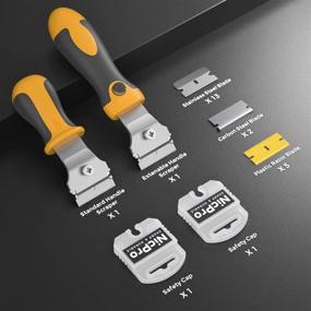 img 3 attached to 🔪 Nicpro 2-Piece Multi-Purpose Razor Blades Scraper Set - Industrial with 20 Blades, Adjustable Handle - Ideal for Cleaning Glass Windows, Walls, Paint, Label Sticker & Decal Removal