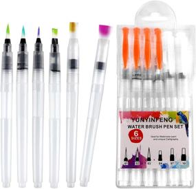 img 4 attached to 🖌️ YUNYINFENG Water Brush Pen Set - 6 Sets of Watercolor Pens for Painting and Powder Paint