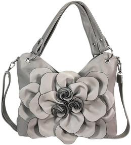 img 4 attached to Grey Zzfab Flower Purse Clasp Women's Handbags & Wallets