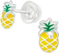 🍍 hypoallergenic 925 sterling silver pineapple fruit stud earrings with silicone coated push backs for girls and women by aube jewelry logo