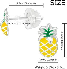 img 2 attached to 🍍 Hypoallergenic 925 Sterling Silver Pineapple Fruit Stud Earrings with Silicone Coated Push Backs for Girls and Women by AUBE JEWELRY