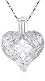 img 4 attached to LGSY Sterling Silver Guardian Angel Wings Heart Cage Pendants for DIY Necklace Bracelet Jewelry Making