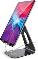 📱 universal tablet stand - lamicall multi-angle tablet holder: adjustable desktop dock cradle for ipad air, mini, pro and phone 13 pro/12 mini/11 xs max/xr/x/6/7/8 plus (4-13 inch) - black logo