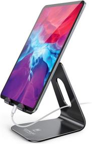 img 4 attached to 📱 Universal Tablet Stand - Lamicall Multi-Angle Tablet Holder: Adjustable Desktop Dock Cradle for iPad Air, Mini, Pro and Phone 13 Pro/12 Mini/11 XS Max/XR/X/6/7/8 Plus (4-13 inch) - Black