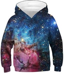 img 4 attached to FEOYA 3D Print Galaxy Hoodies for Teen Boys and Girls - Unisex Graphic Sweatshirts, Kids' Sweaters